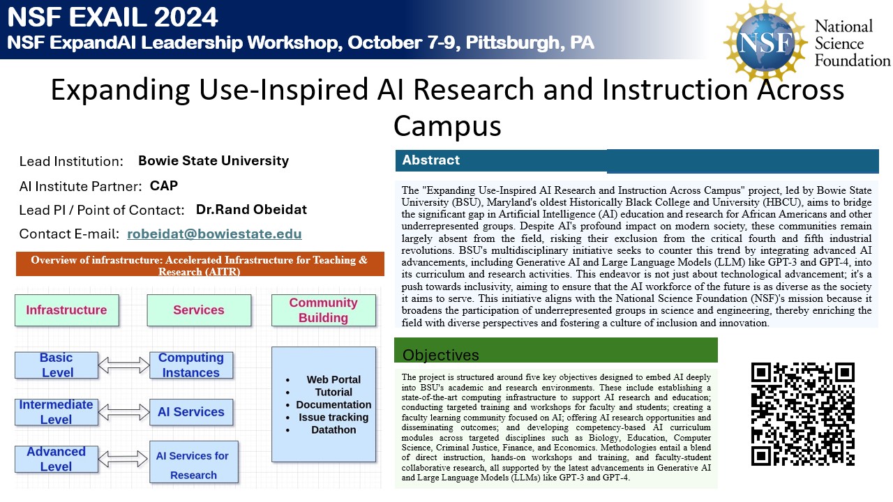 NSF EXAIL FLYER BOWIESTATE: Expanding Use-Inspired AI Research and Instruction Across Campus