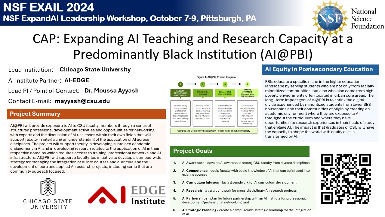 NSF EXAIL FLYER CSU: Expanding AI Teaching and Research Capacity at a Predominantly Black Institution