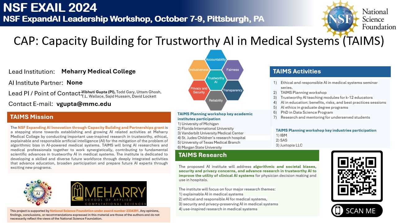 NSF EXAIL FLYER MMC-TAIMS: Capacity Building for Trustworthy AI in Medical Systems