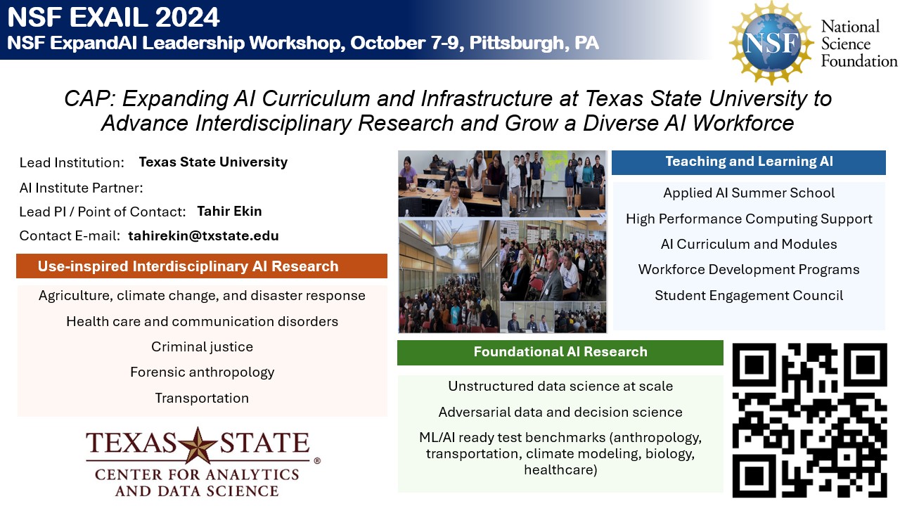 NSF EXAIL FLYER TXST: Expanding AI Curriculum and Infrastructure at TSU to Advance Interdisciplinary Research and Grow a Diverse AI Workforce